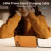 240W Type C Charging Cable with Built-in Phone Stand