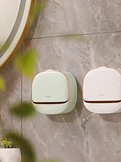 Elegant Wall-Mounted ABS Soap Dish with Lid and Tray for Bathroom