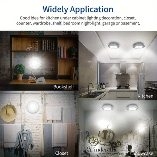 Set of 3 LED lamps with Remote Control, Battery Operated, For Cabinets, Bathroom, Kitchen, Bedside Table, Wardrobe