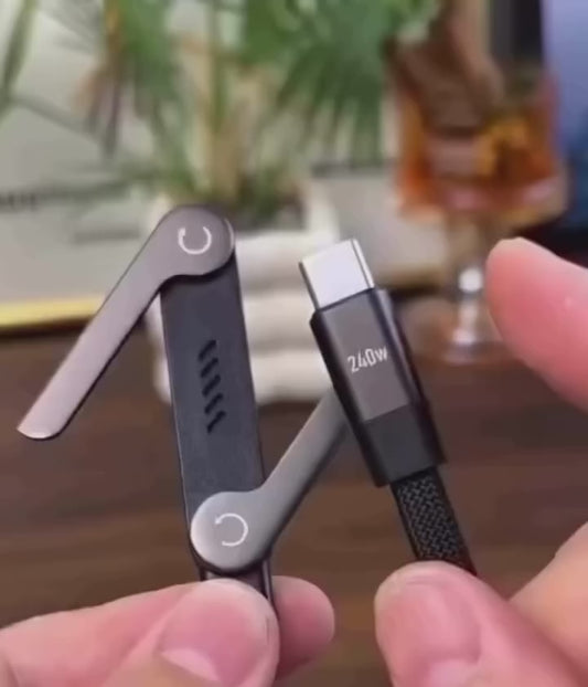 240W Type C Charging Cable with Built-in Phone Stand